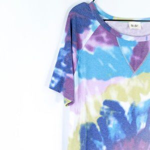 BIBI Retro Oversized Tie Dye Off Shoulder Shirt